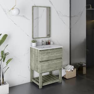 Formosa 24 in. W x 20 in. D x 35 in. H White Single Sink Bath Vanity in Sage Gray with White Vanity Top and Mirror