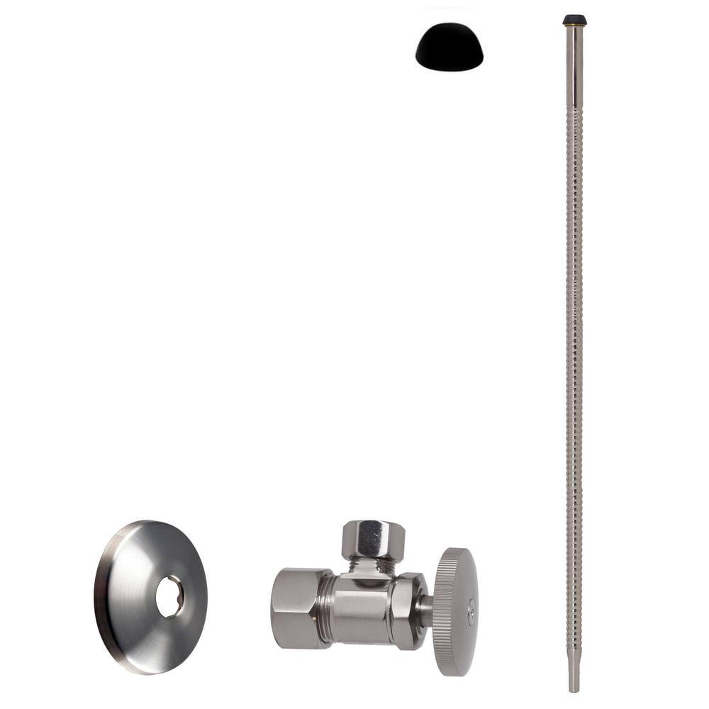 5/8 in. x 3/8 in. OD x 20 in. Corrugated Riser Supply Line Kit with 1/4-Turn Round Handle Angle Valve, Satin Nickel price history on PriceWatchPro