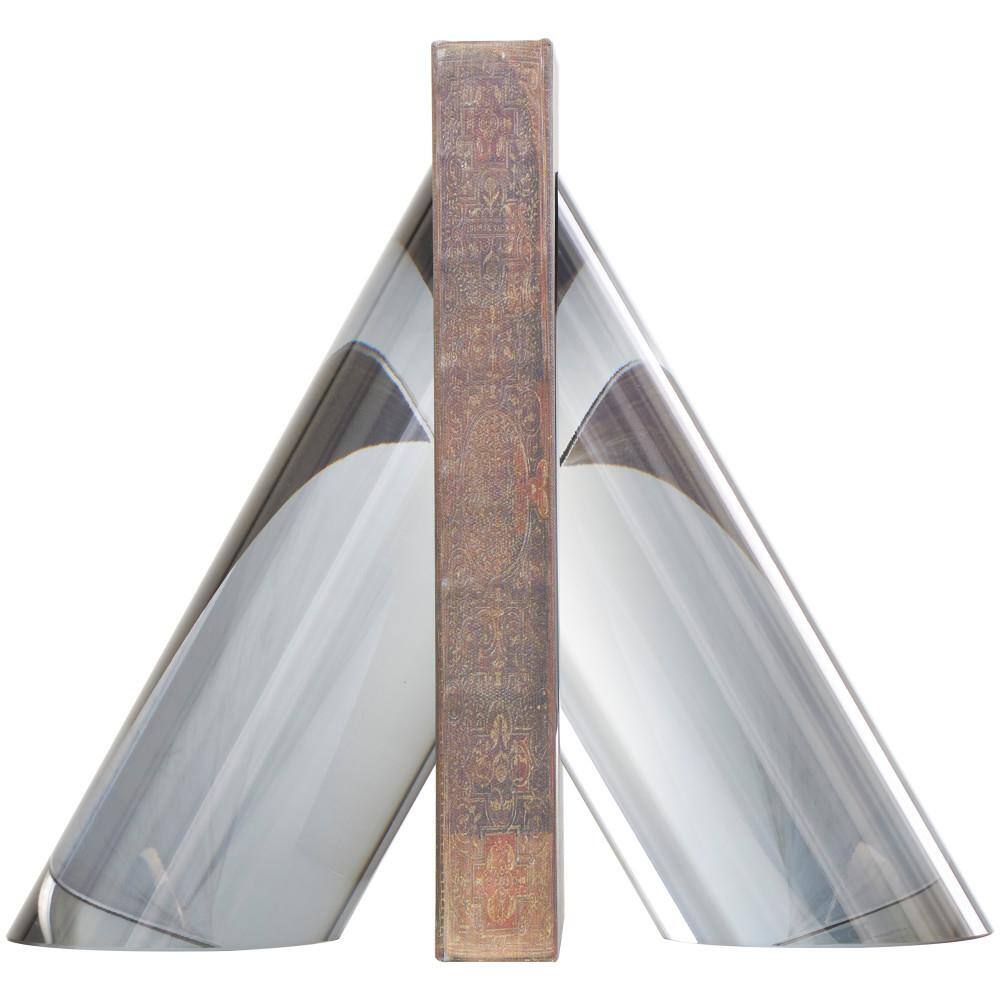 Silver Glass Pyramid Shaped Non-Skid Bookends, Set of 2