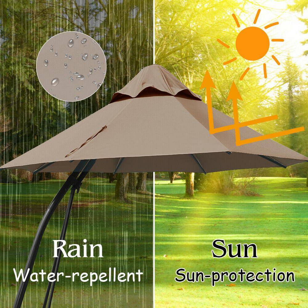 Tan 11-Foot Cantilever Patio Umbrella with Powder-Coated Aluminum Frame