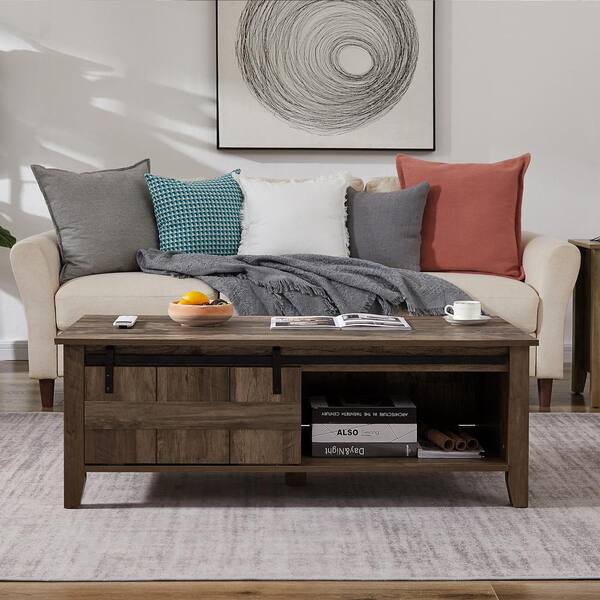 dark brown coffee table with storage