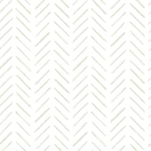 Sand Beige Painted Herringbone Matte Non Woven Paper Peel and Stick Wallpaper Roll