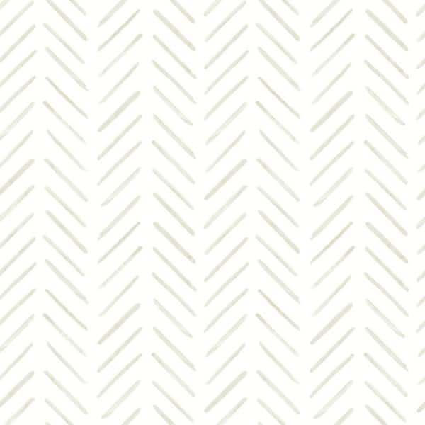 York Wallcoverings Sand Beige Painted Herringbone Matte Non Woven Paper Peel and Stick Wallpaper Roll