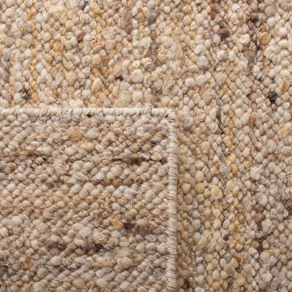 Beige Handwoven Wool Rectangular Area Rug 5' x 8'