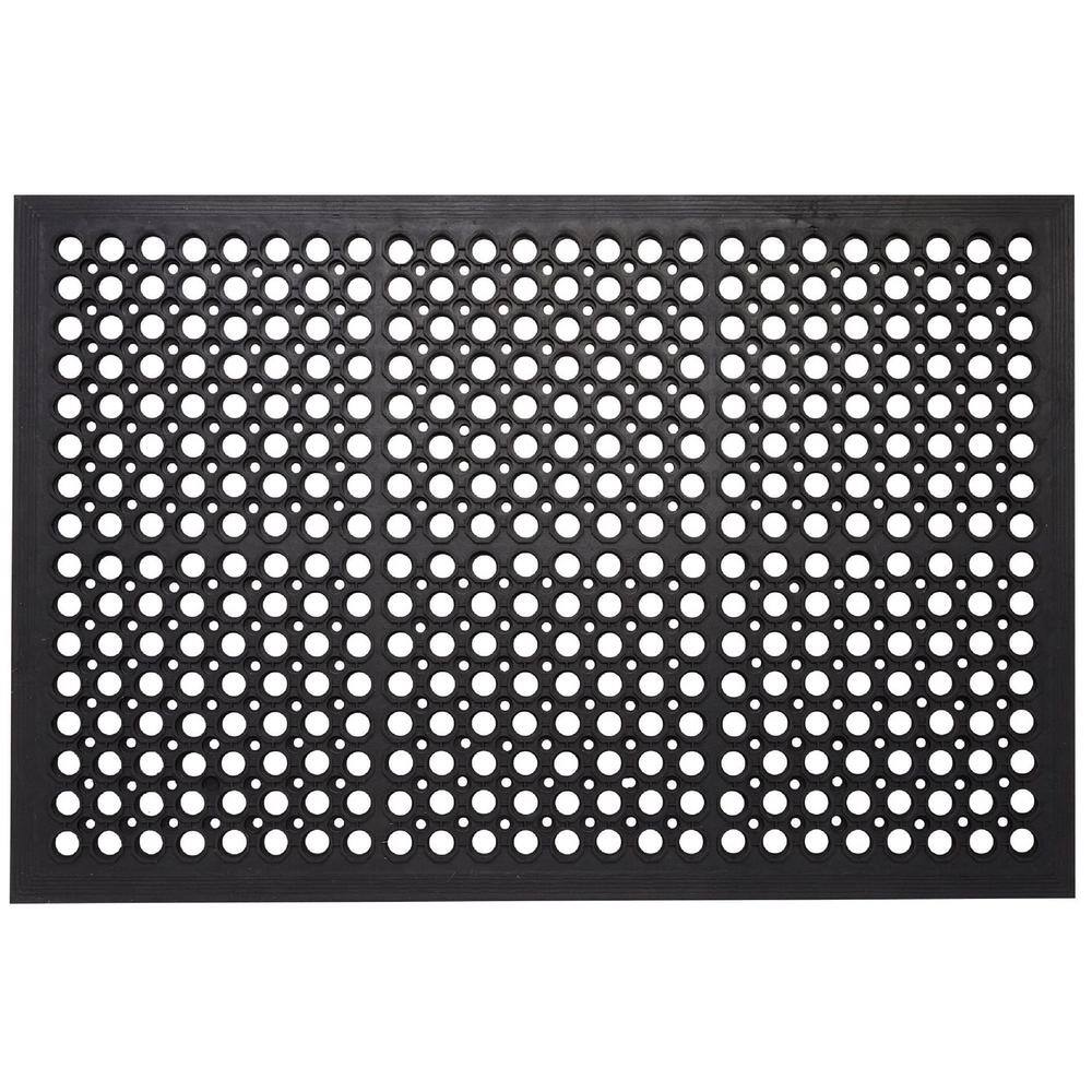 Black Rubber Anti-Fatigue Mat for Indoor/Outdoor Use, 24 x 36 Inches