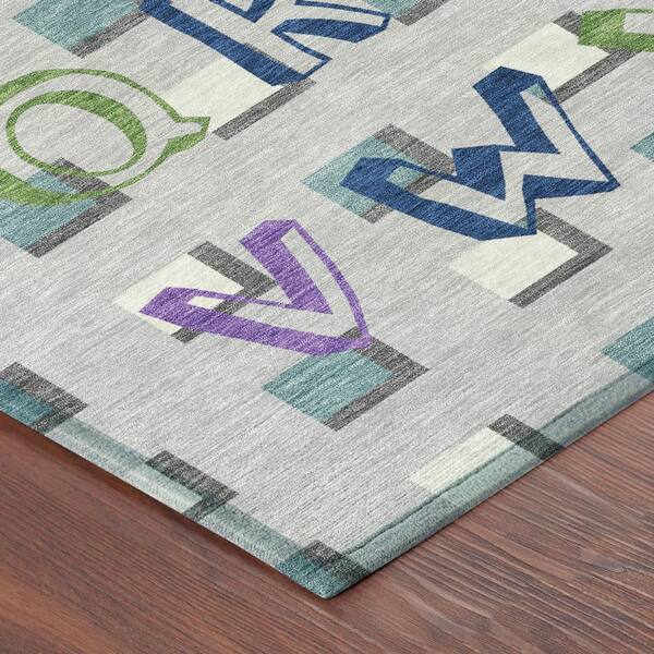 Chantille Machine Washable Indoor/Outdoor Abstract ACN2827 Silver 10 ft. x 14 ft. Area Rug