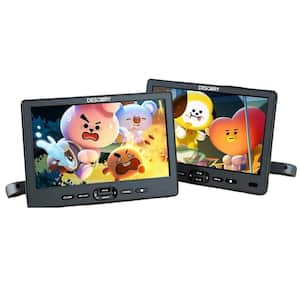 10.5 in. Portable Car DVD Player with Suction-Type Disc in Dual Screen Headrest Mount 1080P Video HDMI USB/SD