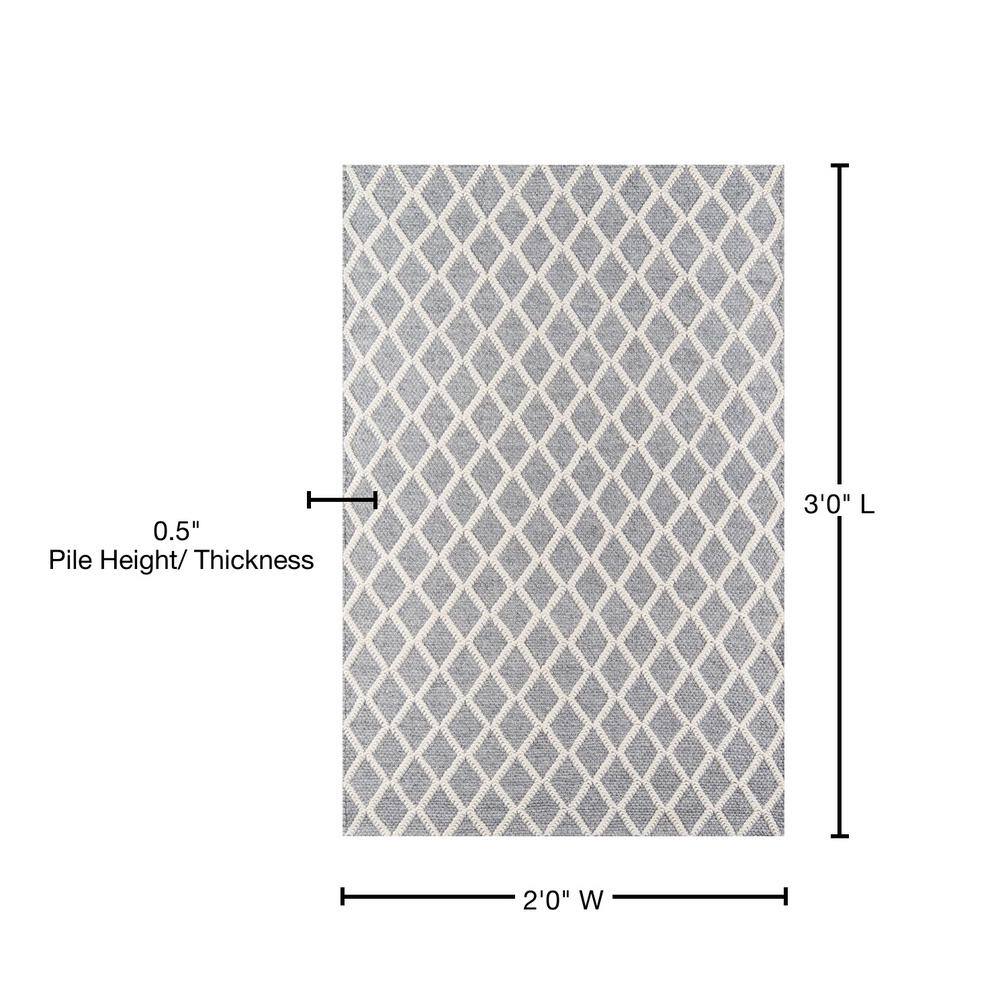 Gray Geometric Wool and Viscose Handmade 2' x 3' Area Rug