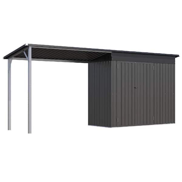 4 ft. W x 14 ft. D Metal Shed with Double Lockable Door in Dark Gray (56 sq. ft. )
