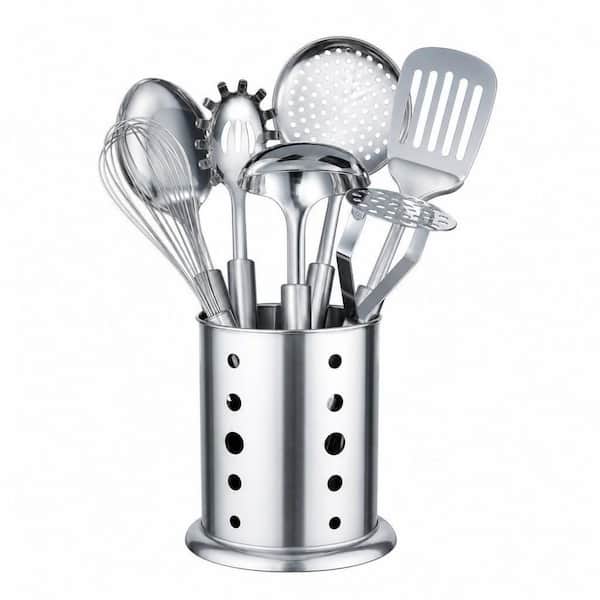 8-Piece Cooking Utensil Set, Food Grade High Quality Stainless Steel Kitchen Tool Set with Stand, Easy to Clean