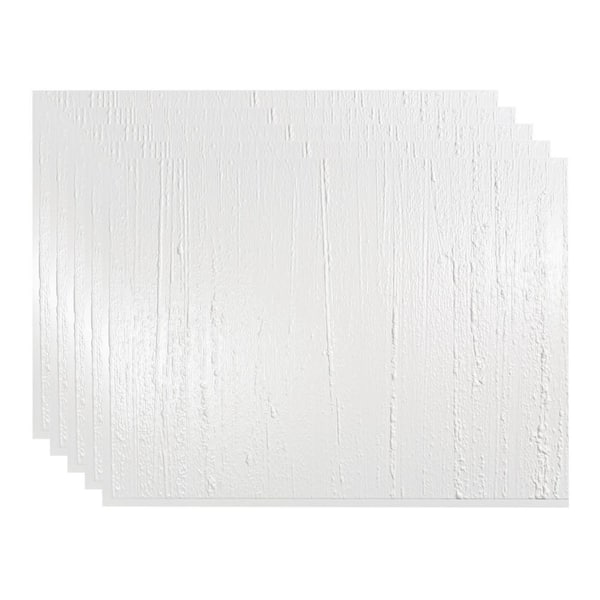Fasade Rain 18.25 in. x 24.25 in. Vinyl Backsplash Panel in Gloss White (5-Pack)