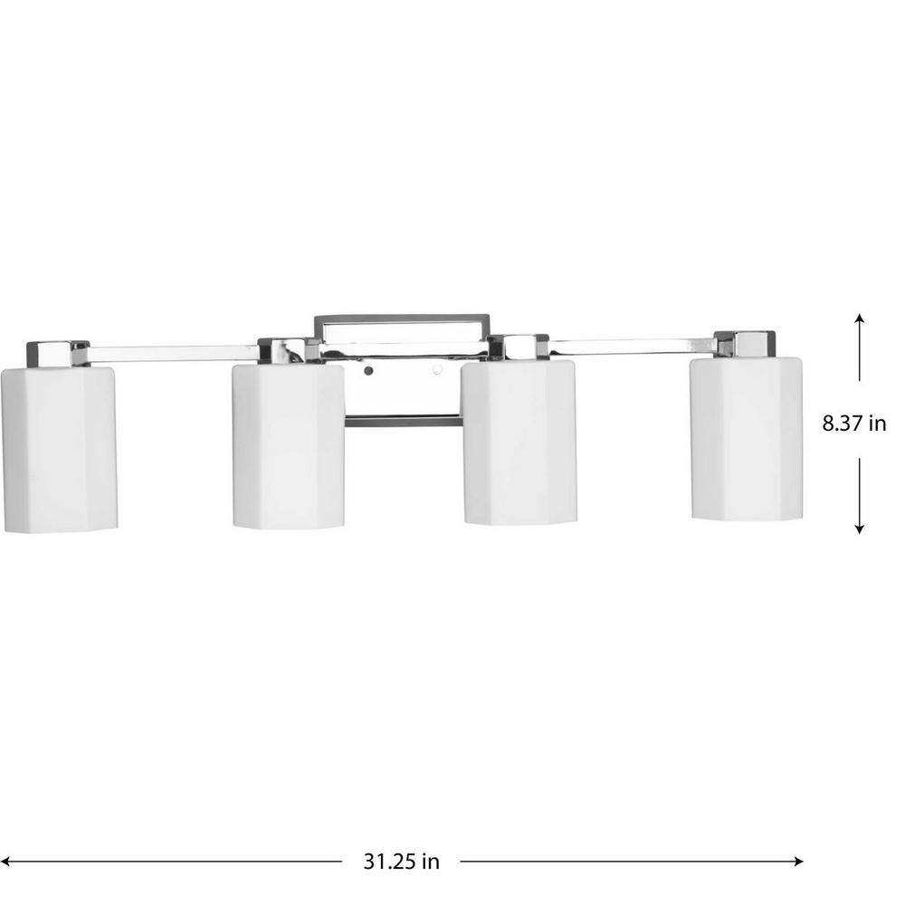 Lexie Polished Chrome 3-Light Vanity with Opal Glass Shades