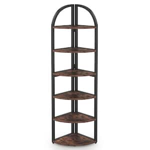 Charles 23.6 in. Wide 71.6 in Height Brown Engineered Wood 6 Shelf Standard Bookcase for Living Room