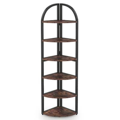 Charles 23.6 in. Wide 71.6 in Height Brown Engineered Wood 6 Shelf Standard Bookcase for Living Room