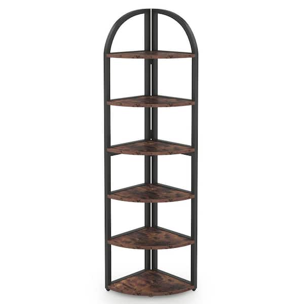 Tribesigns Charles 23.6 in. Wide 71.6 in Height Brown Engineered Wood 6 Shelf Standard Bookcase for Living Room