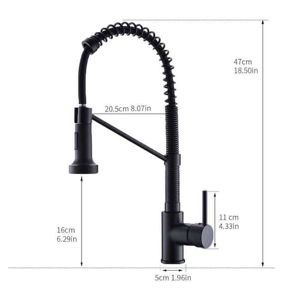 Single-Handle Pull Down Sprayer Kitchen Faucet with Sprayer in Matte Black