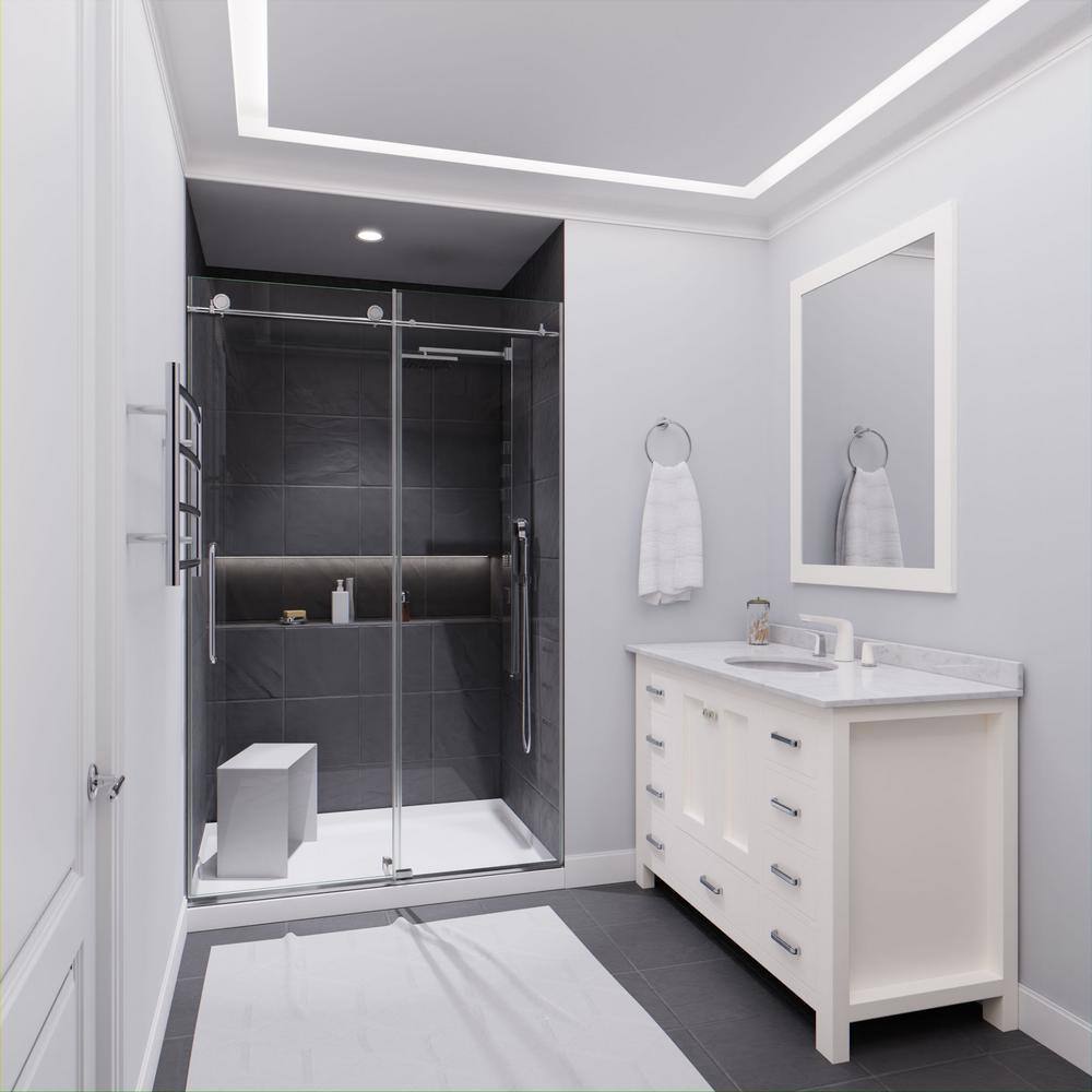 Madam Series 48" x 76" Polished Chrome Frameless Sliding Shower Door