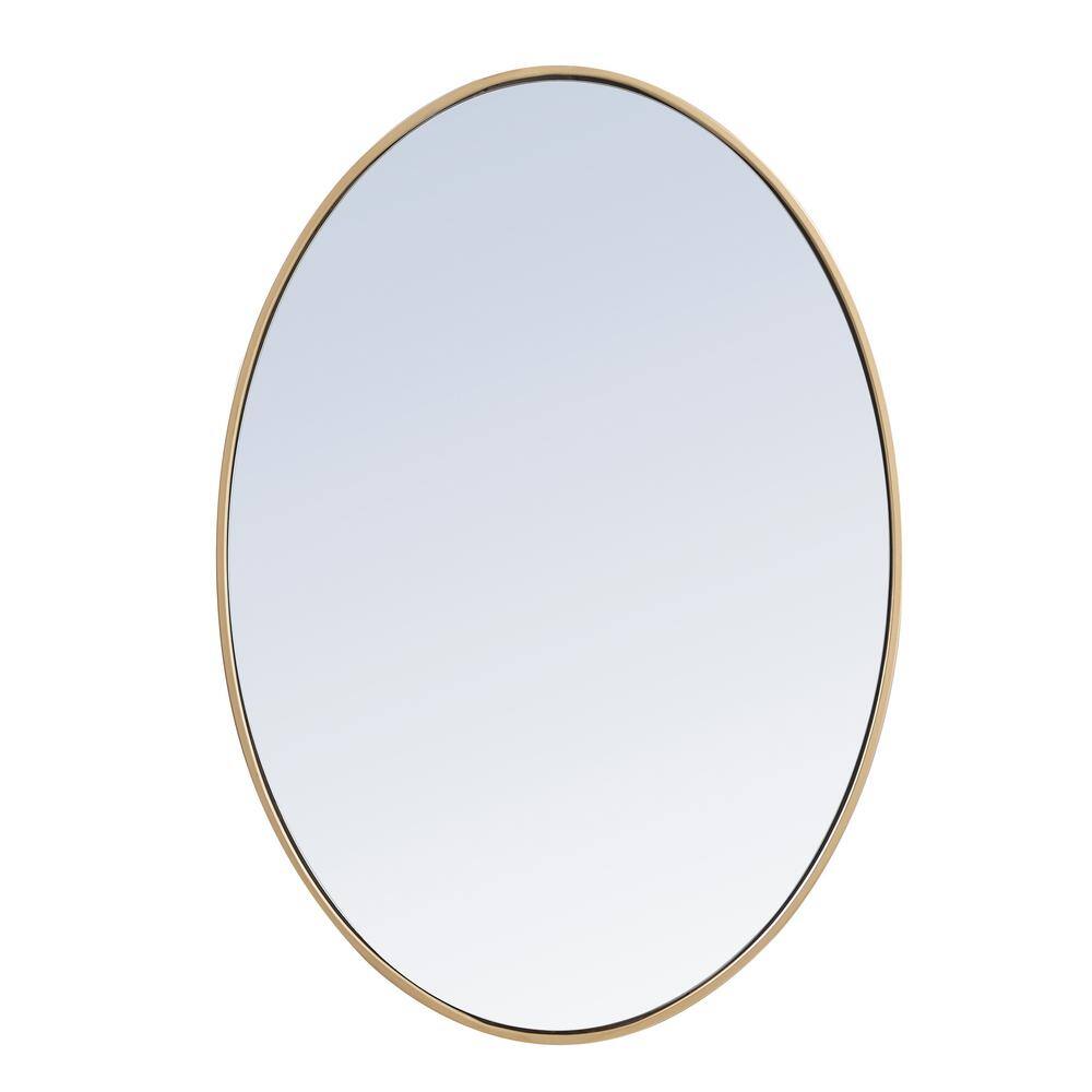 Medium Oval Brass Modern Mirror (24 in. H x 34 in. W)