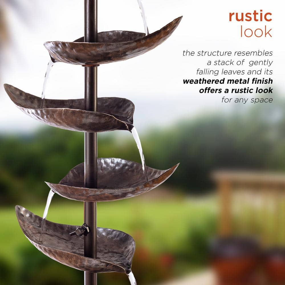 Alpine Bronze 70" Tiered Iron Leaf Fountain