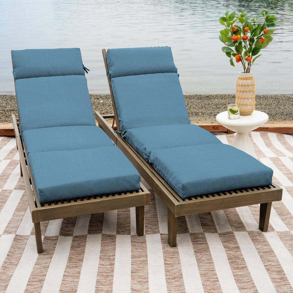 French Blue Water Repellent Outdoor Chaise Lounge Cushion