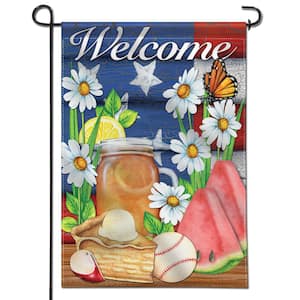 18 in. x 12.5 in. Double Sided Premium American Summer Welcome Decorative Garden Flag Weather Resistant Double Stitch