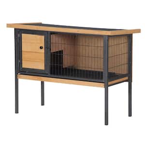 Rabbit Hutch with Metal Frame, No Leak Tray, Metal Wire Pan and Openable Water-Resistant Asphalt Roof