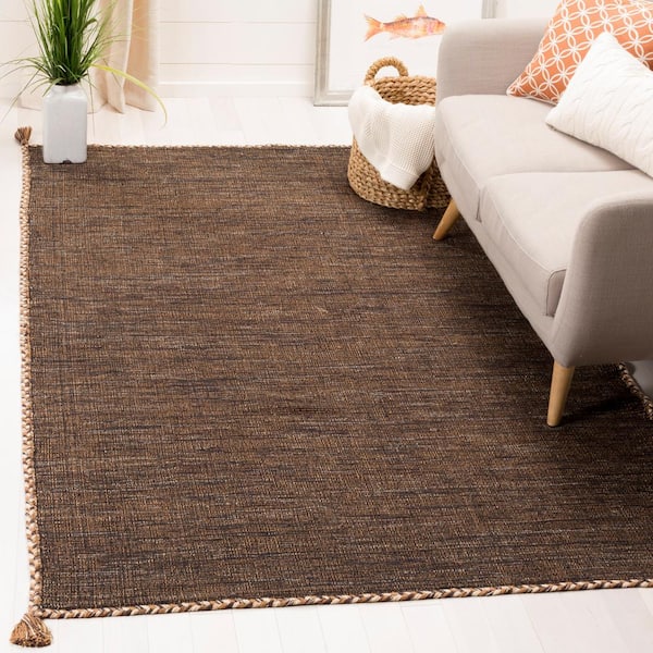 Montauk Brown/Black 4 ft. x 6 ft. Solid Color Striped Area Rug