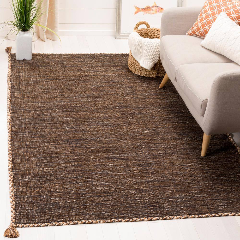 Coastal Charm Black and Off-White Cotton Square Area Rug