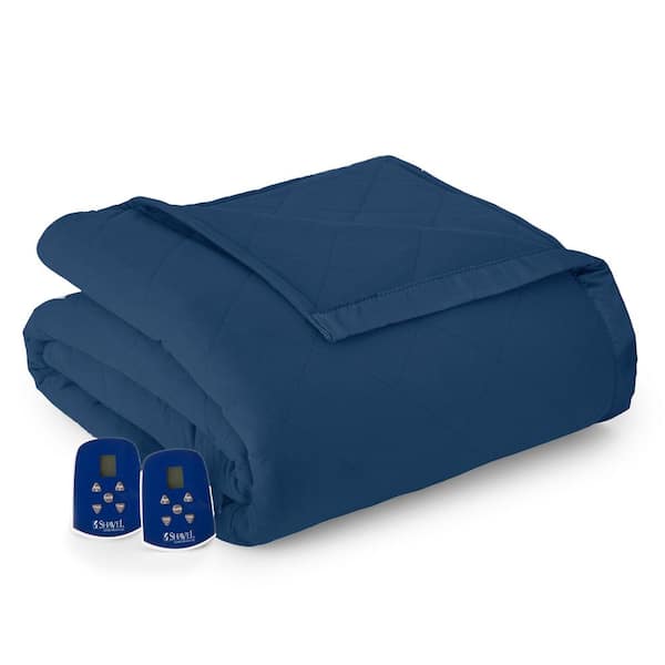 Micro Flannel Full Smokey Mt. Blue Electric Heated Comforter/Blanket