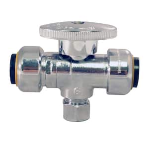 1/2 in. Chrome-Plated Brass Push-To-Connect x 1/2 in. Push-To-Connect x 3/8 in. Compression Stop Tee Valve