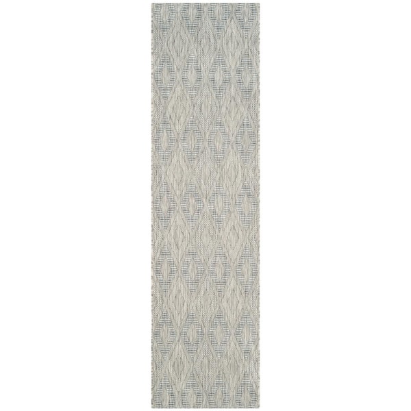 Courtyard Gray/Gray 2 ft. x 22 ft. Solid Color Diamond Indoor/Outdoor Runner Rug