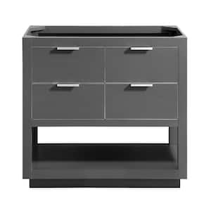 Allie 36 in. W x 21.5 in. D x 34 in. H Bath Vanity Cabinet Only in Twilight Gray with Silver Trim