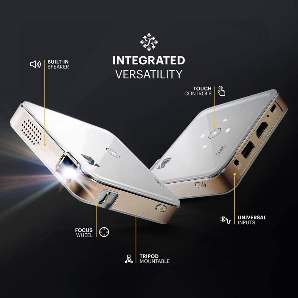 White Ultra Mini Pocket DLP Projector with Wi-Fi and HDMI