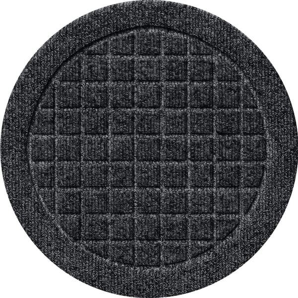 Bungalow Flooring "Waterhog Squares Charcoal 12 in. x 12 in. Polyester Rubber Indoor/Outdoor Plant Trivet Floor Mat (Set of 4)"