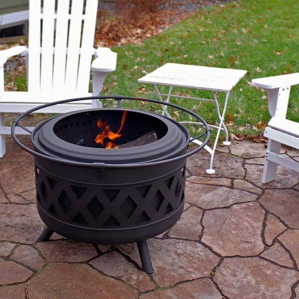 BONFIRE GO OUTSIDE STR / SB STOOL KIT ① Sunnydaze 24 in. Black Crossweave Smokeless Fire Pit - NB