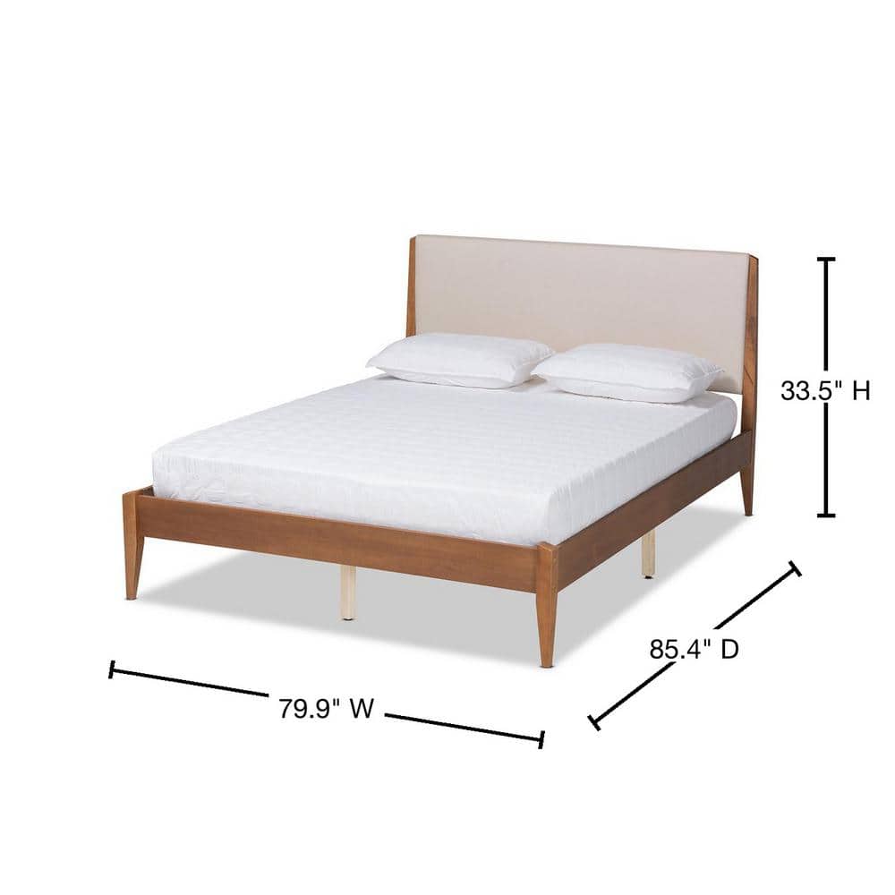 Lenora Walnut Brown King Platform Bed with Upholstered Headboard