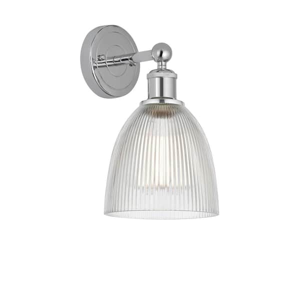 Castile 1-Light Polished Chrome, Clear Wall Sconce with Clear Glass Shade