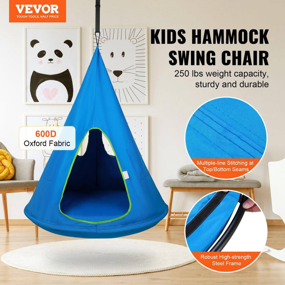 Blue Steel Hanging Hammock Chair with Cushions
