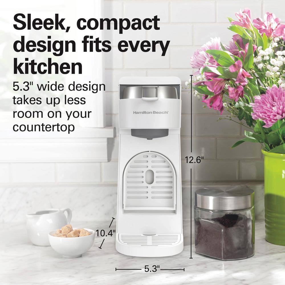 White Single-Serve Coffee Maker with Permanent Filter