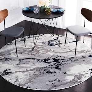 Craft Gray/Blue 7 ft. x 7 ft. Marbled Abstract Round Area Rug