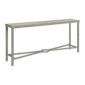 Corfu 66-Inch Wide Rectangle White Oak Wood Top Sofa Console Table with Metal Frame