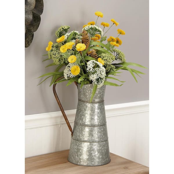 16 in. H x 10 in. W Grey Metal Farmhouse Planter