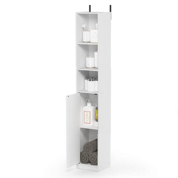 Furinno Indo White Slim Door Bath Cabinet Fr18510wh The Home Depot