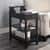 Black Wood Rectangular Side Table with USB Charging Dock