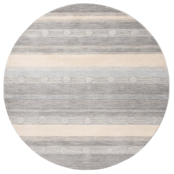 SAFAVIEH Kids Gray/Ivory 5 ft. x 5 ft. Round Polka Dot Area Rug