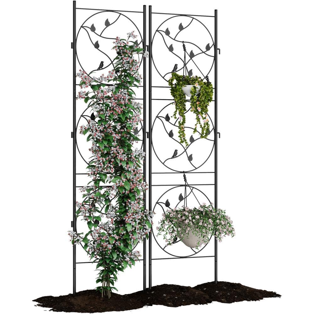 "Rustproof 72"" Black Metal Garden Trellis – Decorative Outdoor Plant Support for Climbing Vines, Roses, Flowers 2 Pack" price history on PriceWatchPro