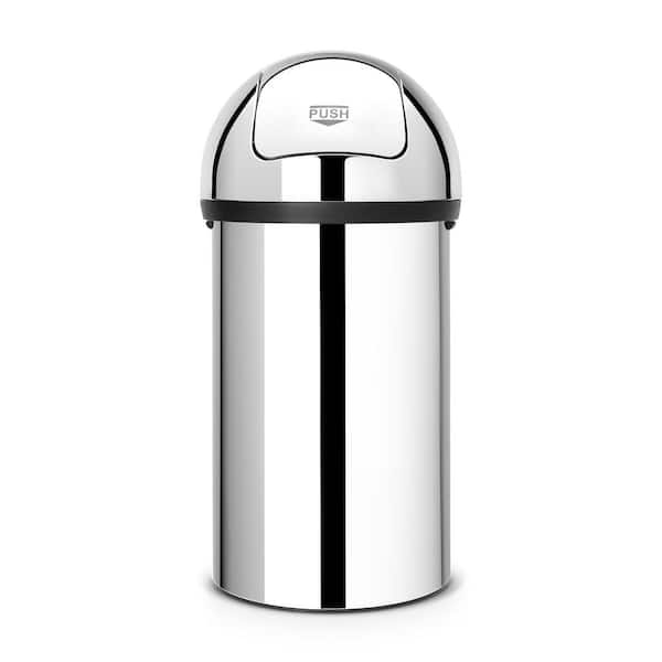 Brabantia 16 Gal. (60 l) Push Top Brilliant Steel Trash Can