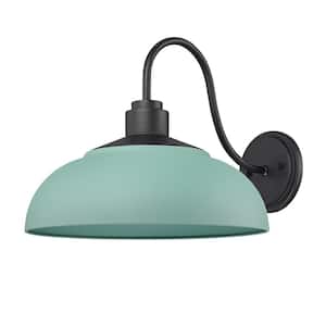 Levitt 11.625 in. Natural Black and Natural Teal Outdoor Hardwired Wall Sconce
