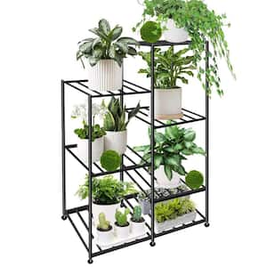 40 in. Black Metal Plant Stand Indoor Tall 6-Tiered Corner Plant Shelf Outdoor Patio Shelves for Multiple Plants