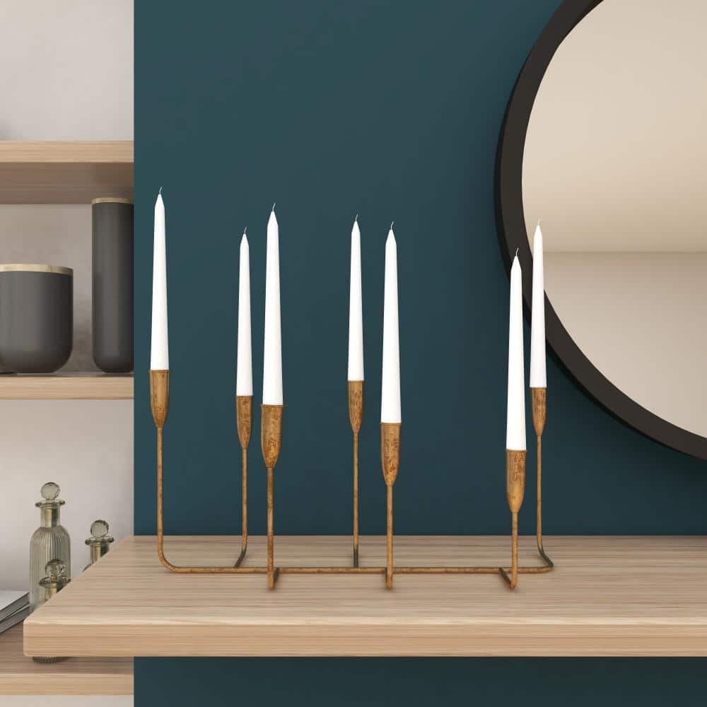 Gold Slim 7-Candle Metal Candelabra